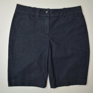 TALBOTS Size 4 Womens DARK Wash STRETCH Lightweight DENIM Blue JEAN Chino SHORTS